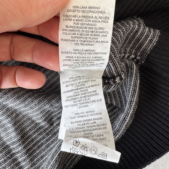 Armani Exchange Men's 100% Merino Wool Striped Hooded Full Zip Up Sweater Gray S - Picture 9 of 15